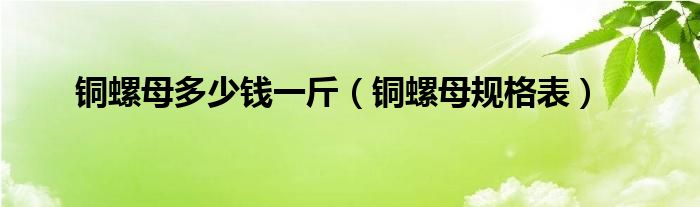 铜螺母多少钱一斤(铜螺母规格表)