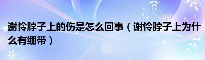 谢怜脖子上的伤是怎么回事(谢怜脖子上为什么有绷带)