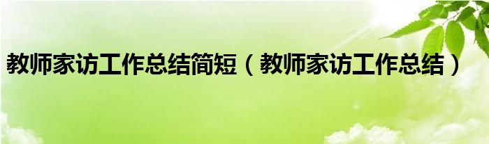 教师家访工作总结简短(教师家访工作总结)