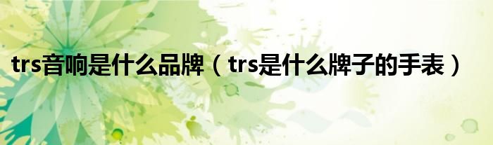 trs音响是什么品牌(trs是什么牌子的手表)