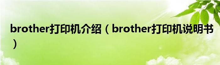 brother打印机介绍(brother打印机说明书)