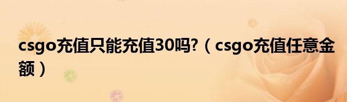 csgo充值只能充值30吗?(csgo充值任意金额)