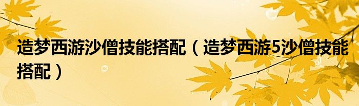 造梦西游沙僧技能搭配（造梦西游5沙僧技能搭配）