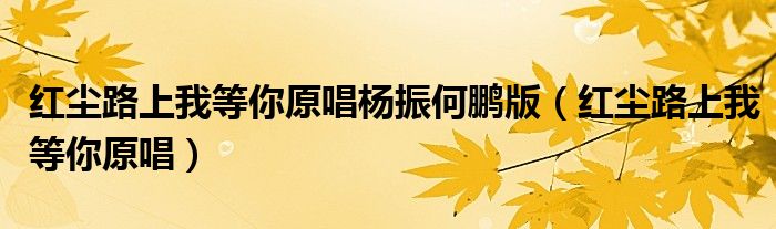 红尘路上我等你原唱杨振何鹏版(红尘路上我等你原唱)