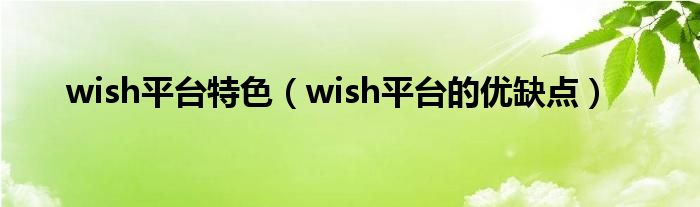 wish平台特色(wish平台的优缺点)