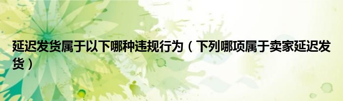 延迟发货属于以下哪种违规行为(下列哪项属于卖家延迟发货)