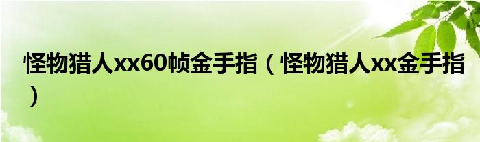 怪物猎人xx60帧金手指(怪物猎人xx金手指)