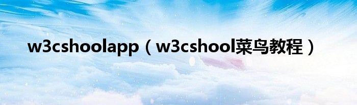 w3cshoolapp(w3cshool菜鸟教程)