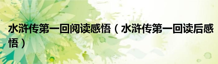 水浒传第一回阅读感悟(水浒传第一回读后感悟)
