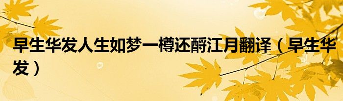 早生华发人生如梦一樽还酹江月翻译(早生华发)