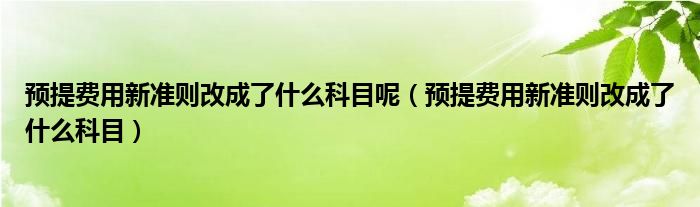 预提费用新准则改成了什么科目呢(预提费用新准则改成了什么科目)