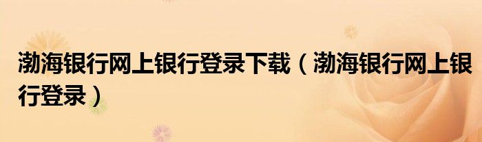 渤海银行网上银行登录下载(渤海银行网上银行登录)