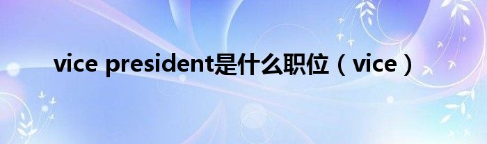 vice president是什么职位(vice)