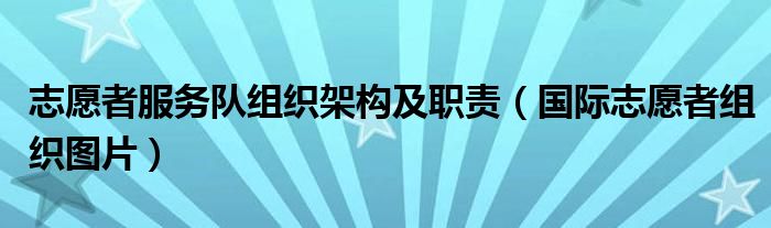 志愿者服务队组织架构及职责(国际志愿者组织图片)