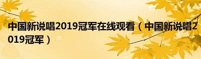 中国新说唱2019冠军在线观看(中国新说唱2019冠军)