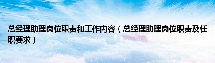 总经理助理岗位职责和工作内容(总经理助理岗位职责及任职要求)