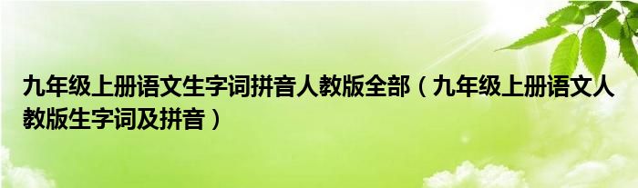 九年级上册语文生字词拼音人教版全部(九年级上册语文人教版生字词及拼音)