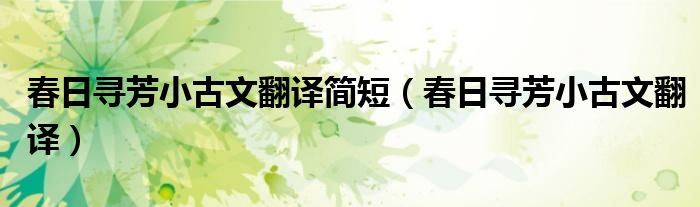 春日寻芳小古文翻译简短(春日寻芳小古文翻译)