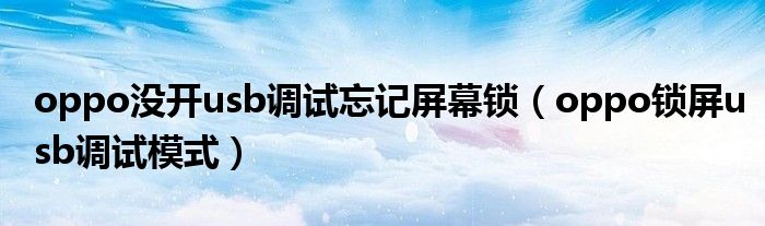 oppo没开usb调试忘记屏幕锁(oppo锁屏usb调试模式)
