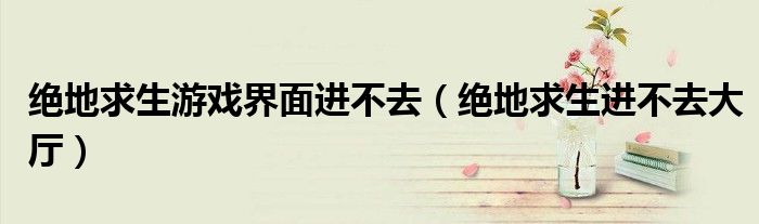 绝地求生游戏界面进不去(绝地求生进不去大厅)