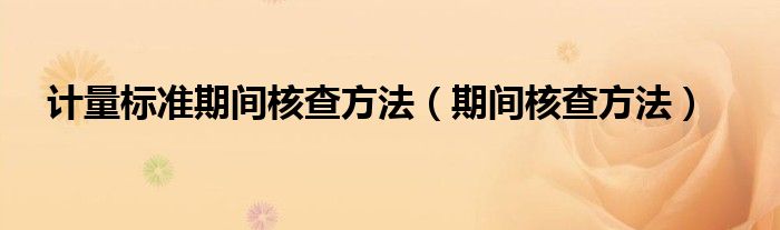 计量标准期间核查方法(期间核查方法)