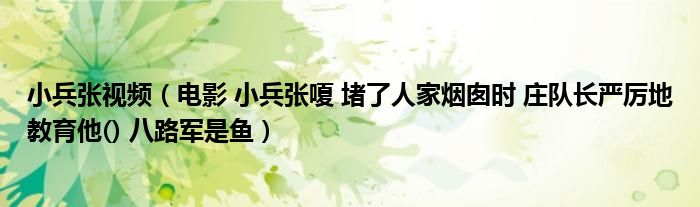 小兵张视频(电影 小兵张嗄 堵了人家烟囱时 庄队长严厉地教育他() 八路军是鱼)