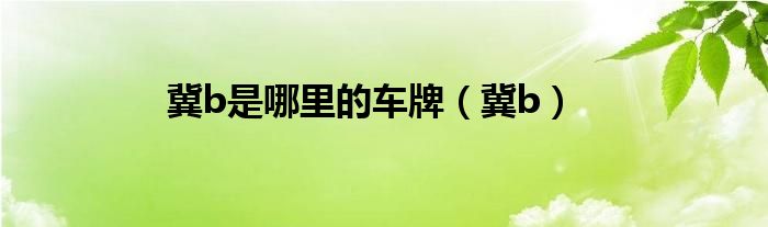 冀b是哪里的车牌(冀b)