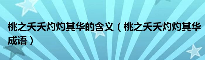 桃之夭夭灼灼其华的含义(桃之夭夭灼灼其华成语)
