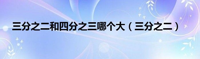 三分之二和四分之三哪个大(三分之二)