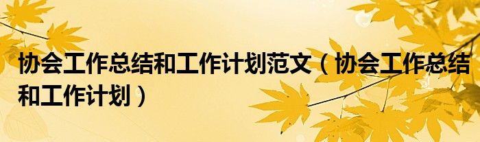 协会工作总结和工作计划范文(协会工作总结和工作计划)