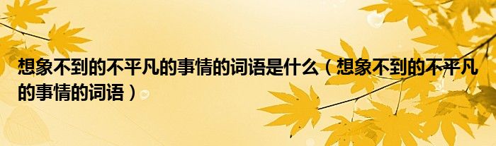 想象不到的不平凡的事情的词语是什么(想象不到的不平凡的事情的词语)