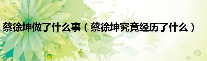 蔡徐坤做了什么事(蔡徐坤究竟经历了什么)