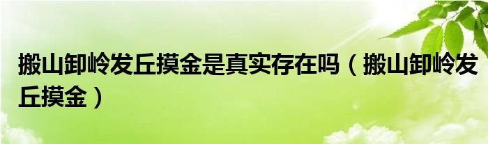 搬山卸岭发丘摸金是真实存在吗(搬山卸岭发丘摸金)