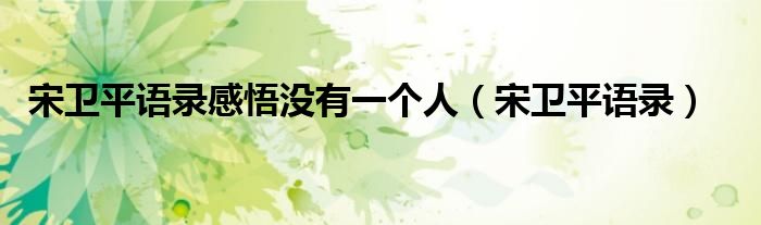 宋卫平语录感悟没有一个人(宋卫平语录)
