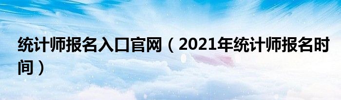 统计师报名入口官网(2021年统计师报名时间)
