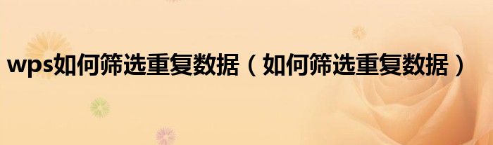 wps如何筛选重复数据(如何筛选重复数据)