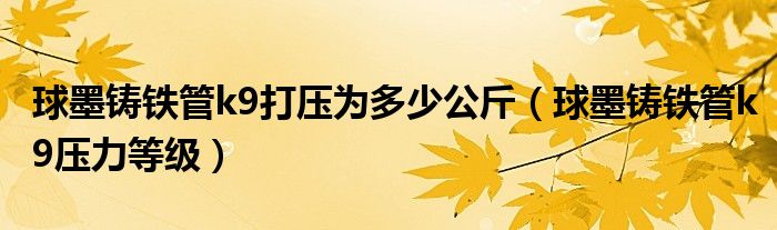 球墨铸铁管k9打压为多少公斤(球墨铸铁管k9压力等级)