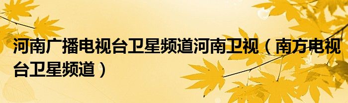 河南广播电视台卫星频道河南卫视(南方电视台卫星频道)