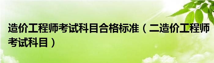 造价工程师考试科目合格标准(二造价工程师考试科目)