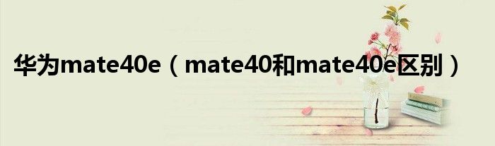 华为mate40e(mate40和mate40e区别)