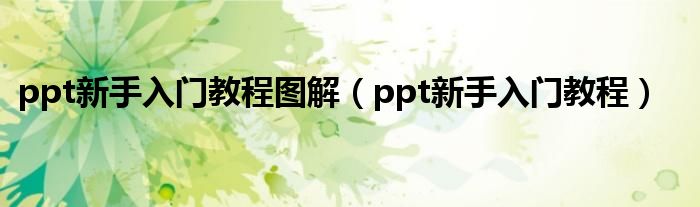ppt新手入门教程图解(ppt新手入门教程)