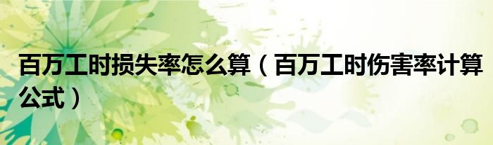 百万工时损失率怎么算(百万工时伤害率计算公式)