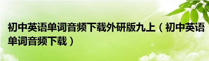 初中英语单词音频下载外研版九上(初中英语单词音频下载)