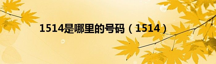 1514是哪里的号码(1514)