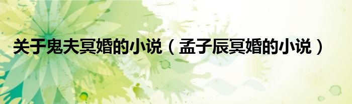 关于鬼夫冥婚的小说(孟子辰冥婚的小说)