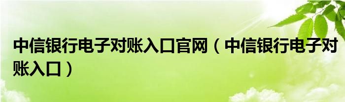 中信银行电子对账入口官网(中信银行电子对账入口)