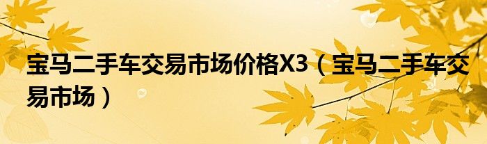 宝马二手车交易市场价格X3(宝马二手车交易市场)