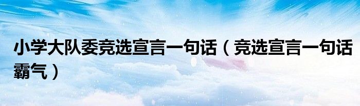 小学大队委竞选宣言一句话(竞选宣言一句话霸气)