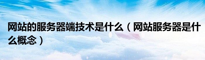 网站的服务器端技术是什么(网站服务器是什么概念)