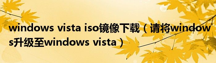 windows vista iso镜像下载(请将windows升级至windows vista)